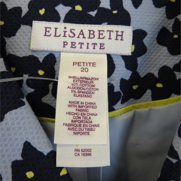 Elisabeth Petite NWT Sky Blue/Navy Floral AMERICAN GETAWAY Jacket, Size 20P - Picture 6 of 7